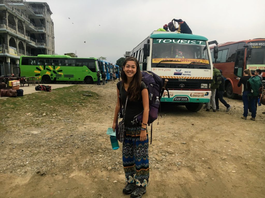 Pokhara Tourist Bus Station, bussing to Annapurna Circuit starting point, Besisahar 2018