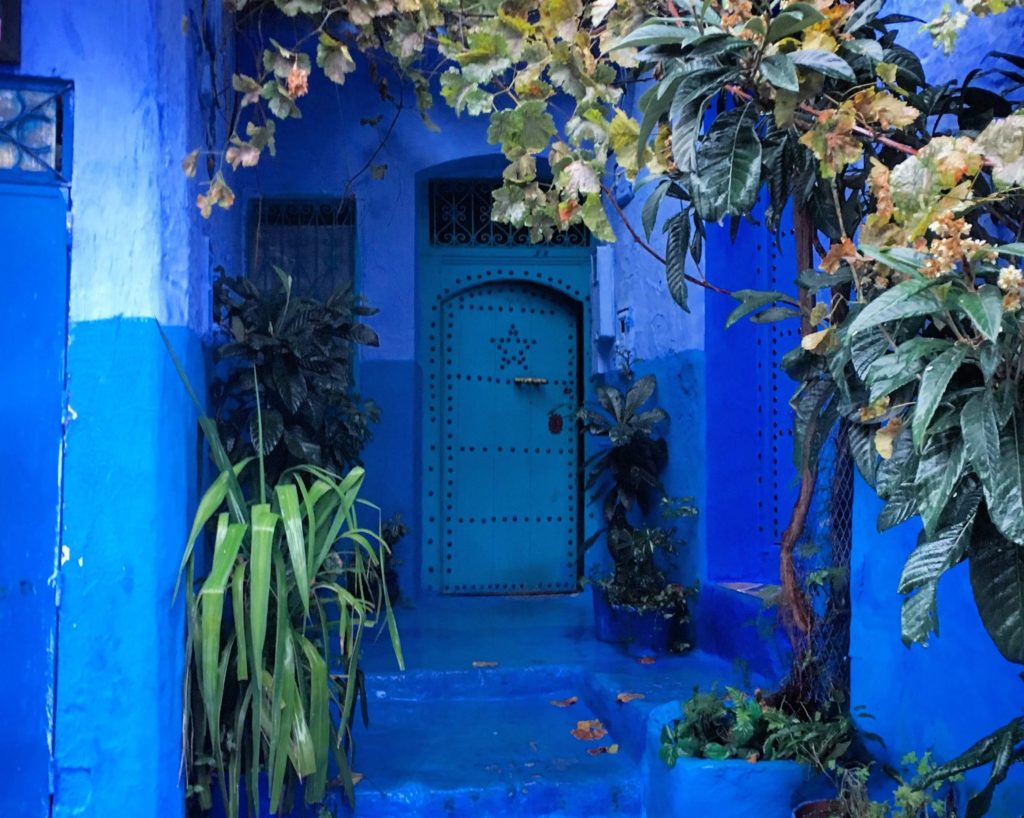 Blue doorway in Chefchouen, Morocco
