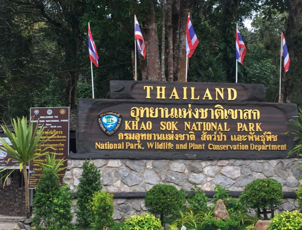 Khao Sok National Park entrance, 2-day 1-night tour Khao Sok National Park, overwater bungalow accommodation Thailand, overwater accommodation Cheow Lan lake, Thailand tour