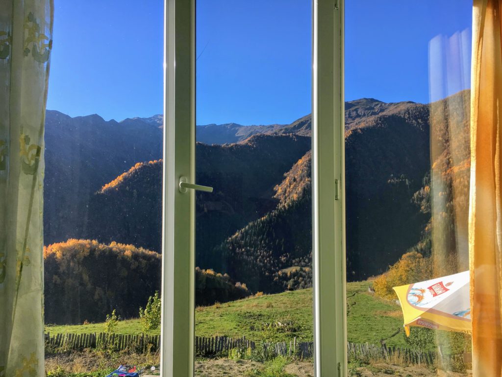 The view from our Iprari guesthouse, on the Mestia to Ushguli trek in Svaneti, Georgia