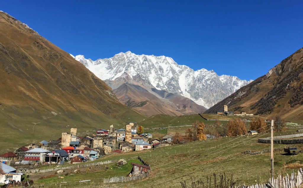 Mountain view from my guesthouse in Ushguli, in Svaneti, Georgia