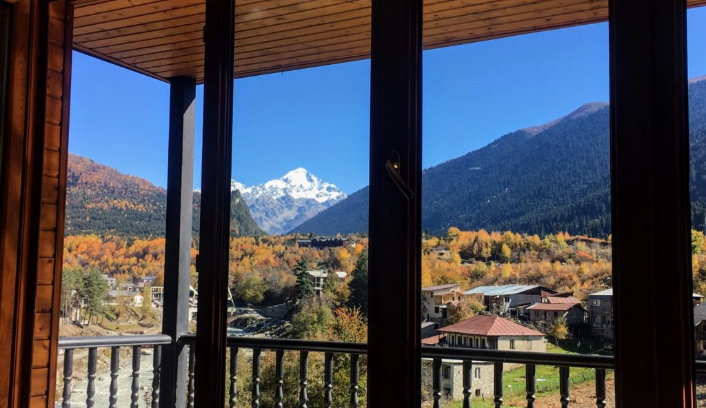View from guesthouse in Mestia, in Svaneti, Georgia