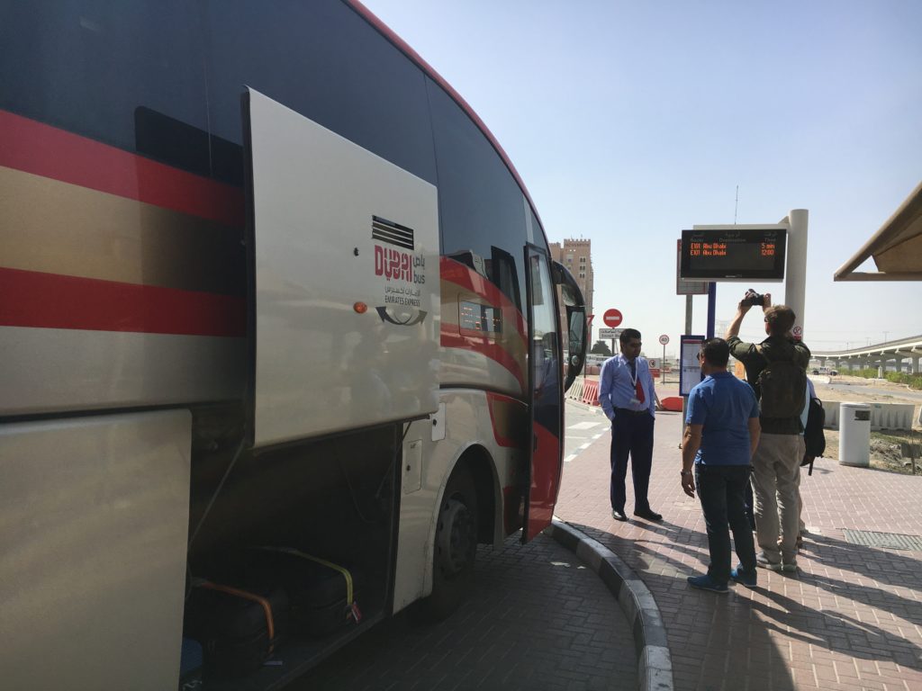 Ibn Batutta bus station in Dubai, boarding a bus to Abu Dhabi