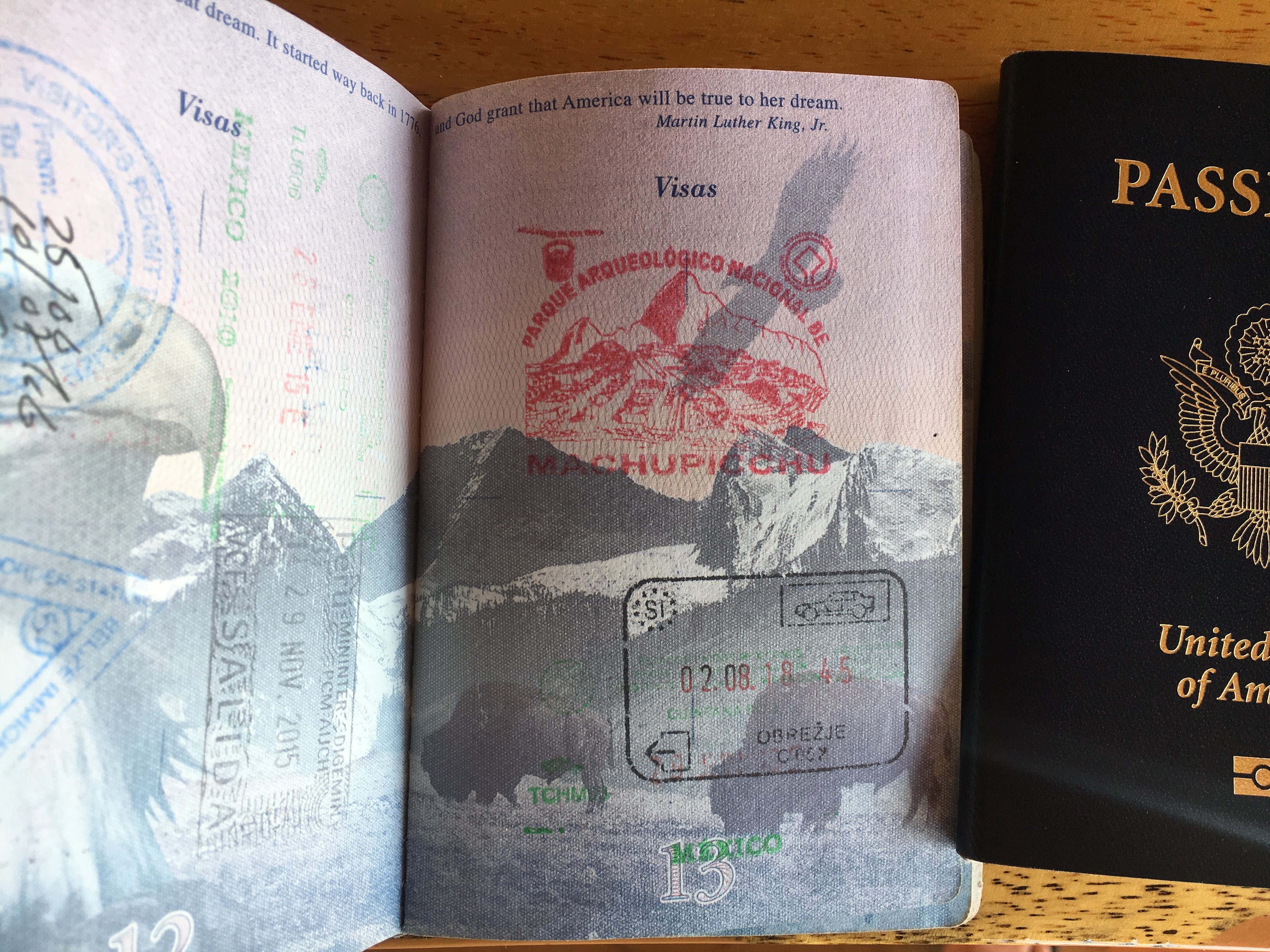 Machu Picchu stamp American passport renewal abroad