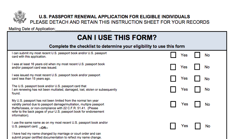 Form DS-82 for American Passport renewal abroad