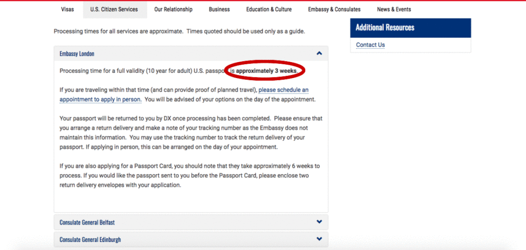 US Embassy in England passport renewal