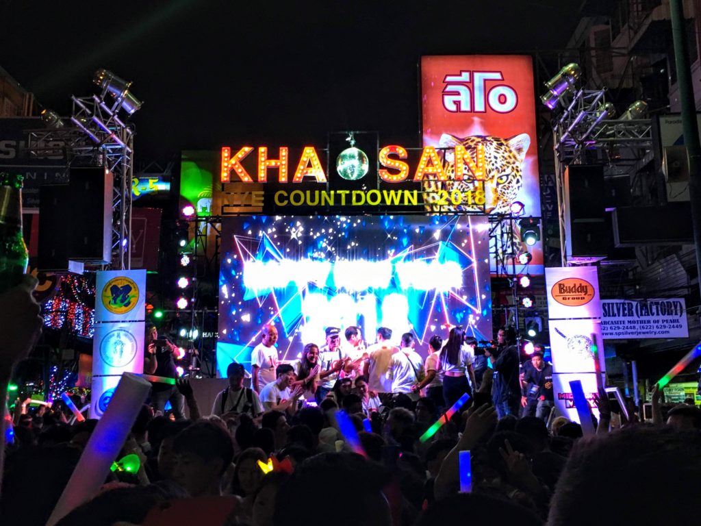 New Year's 2018 on Khao San Road, Bangkok Thailand