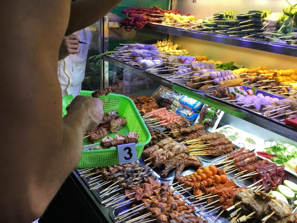 BBQ skewers on 19th street in Yangon, Myanmar. Things to do in Yangon