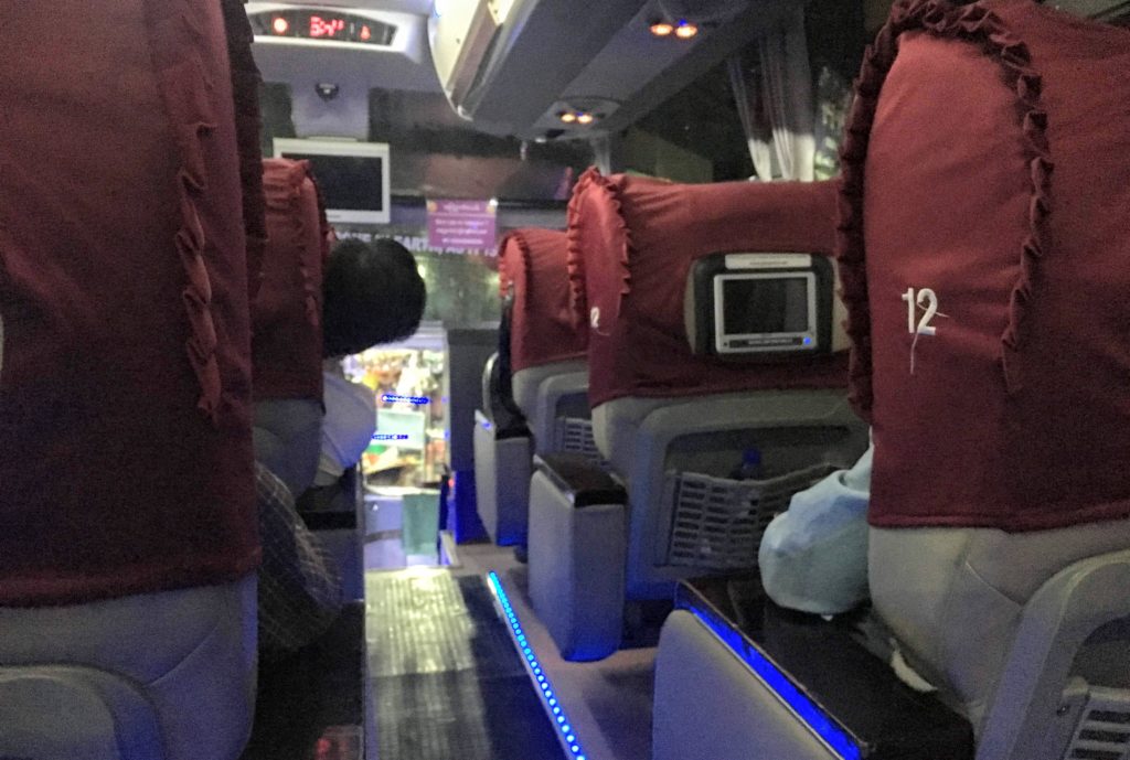 Overnight bus JJ Express VIP from Yangon to Bagan, Myanmar