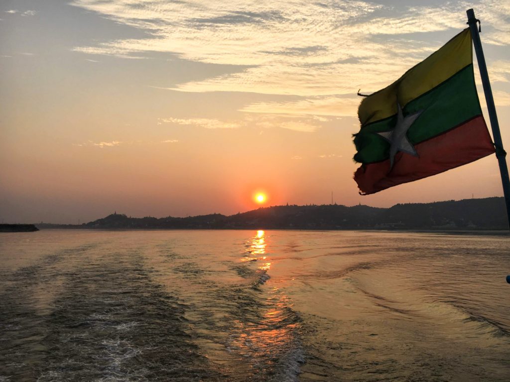 Bagan to Mandalay by Boat, Myanmar Sunset