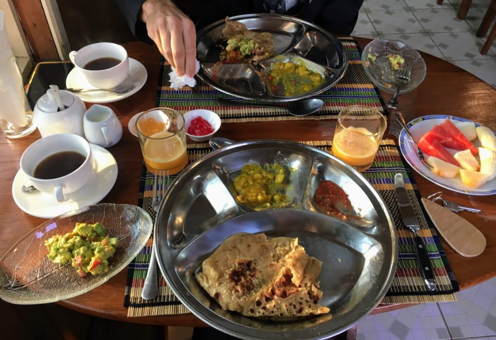 Breakfast at Country Inn, Kalaw Myanmar, trekking from Kalaw to Inle Lake unguided without a guide