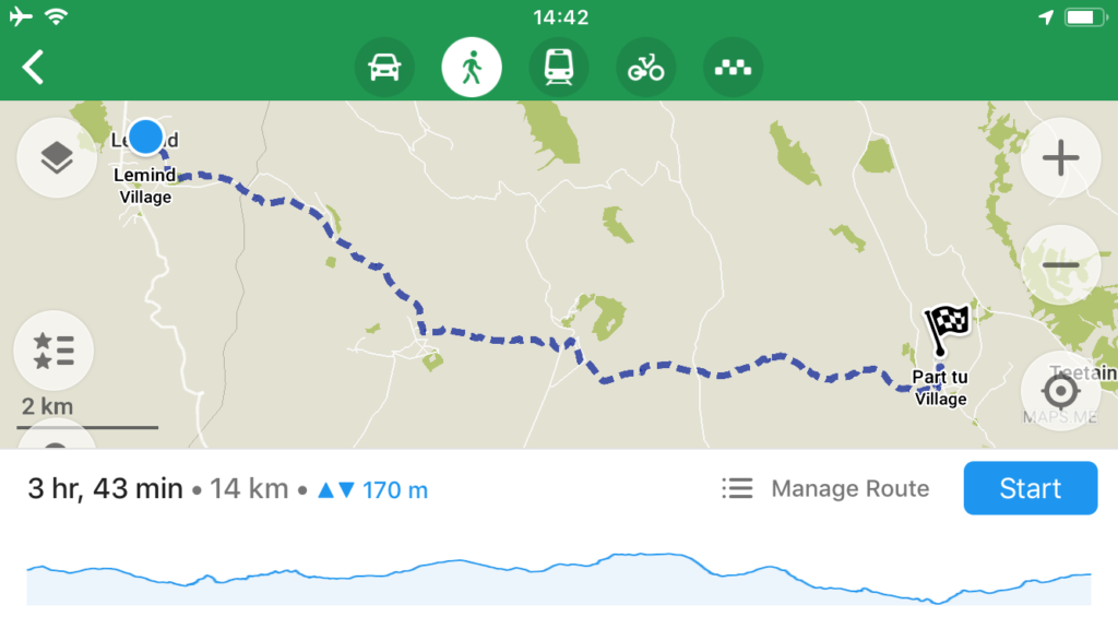 Maps.me navigation of Kalaw to Inle Lake trek unguided in Myanmar