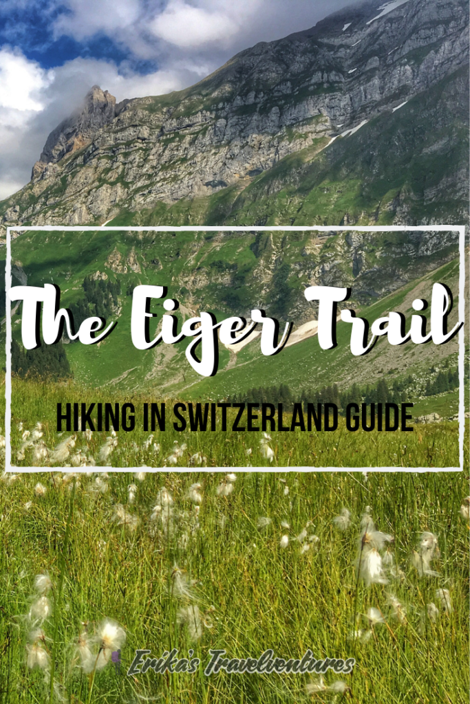 Hiking the Eiger trail in Switzerland, in the Swiss Alps. Between Kleine Scheidegg, Grindelwald, Lauterbrunnen, and Interlaken hike