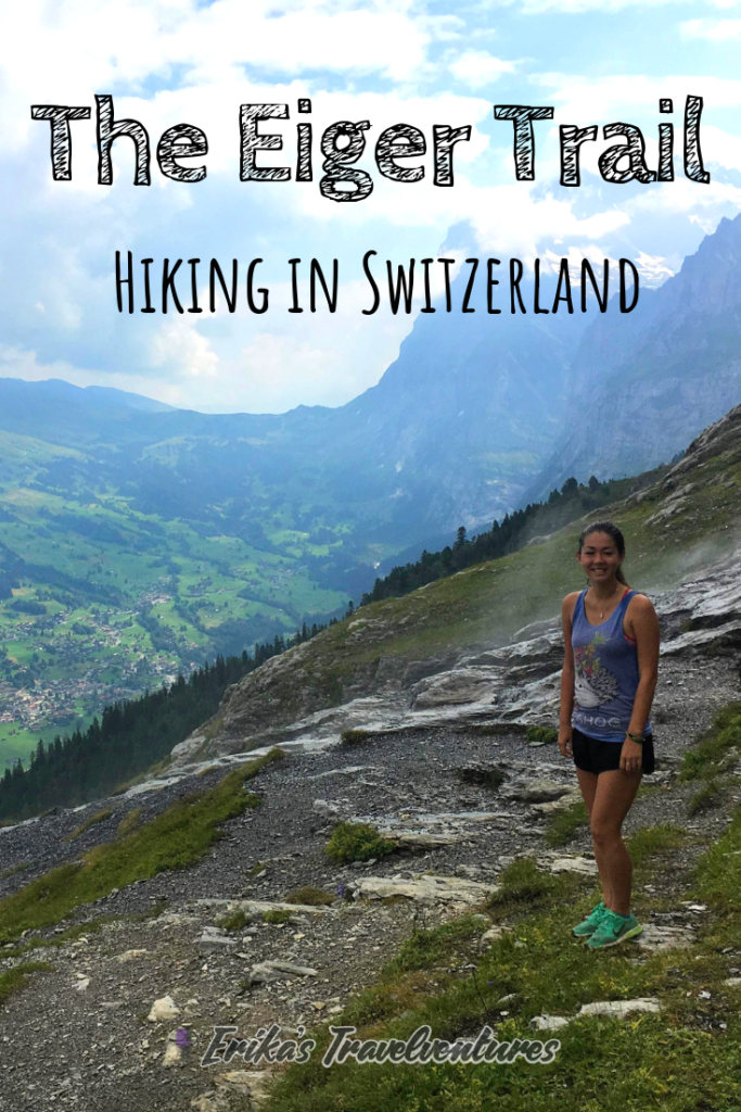 Hiking the Eiger trail in Switzerland, in the Swiss Alps. Between Kleine Scheidegg, Grindelwald, Lauterbrunnen, and Interlaken hike