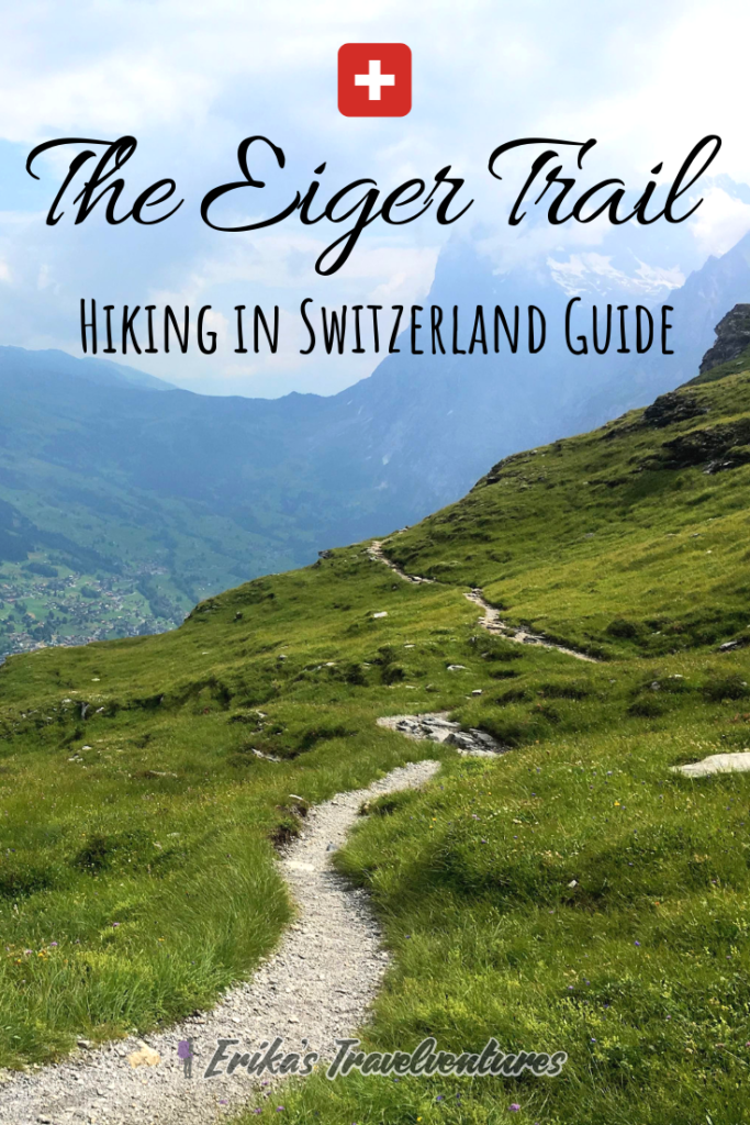 Hiking the Eiger trail in Switzerland, in the Swiss Alps. Between Kleine Scheidegg, Grindelwald, Lauterbrunnen, and Interlaken hike