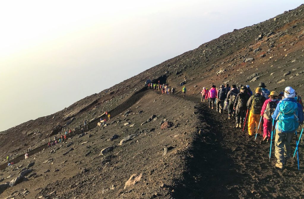 When to climb Mt. Fuji, how to climb Mt. Fuji summit independently. Things to pack, what to wear, how to prepare for climbing the Mt Fuji summit from Tokyo, Japan bullet climb
