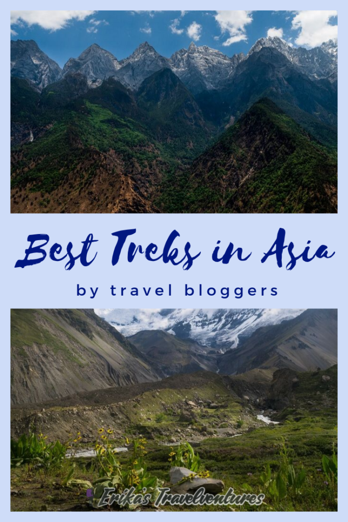 Best treks in Asia, three passes trek, everest base camp, kolsai lakes, annapurna circuit, mount rinjani, kalaw to inle lake, tiger's nest, india, nepal, indonesia, china, mt. fuji in Japan, favorite treks in Asia by travel bloggers pinterest