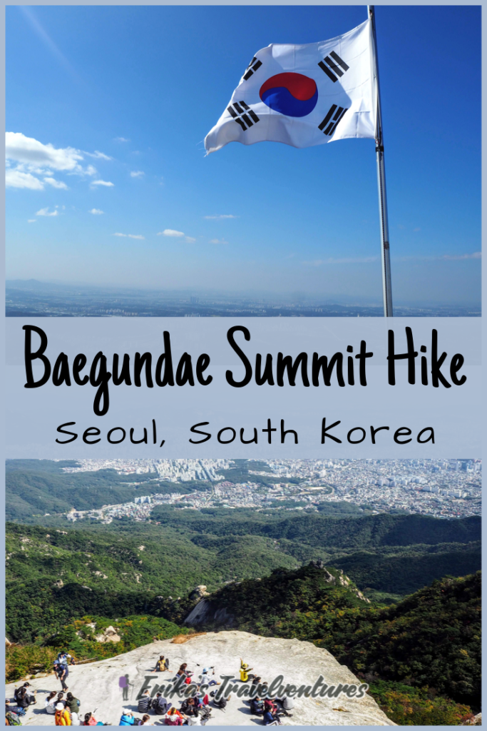 Baegundae Summit hike in Bukhansan National Park, from Seoul, South Korea. How to get there, what to expect hiking pinterest