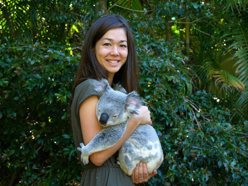 cuddling a koala at the Australia zoo koala experience