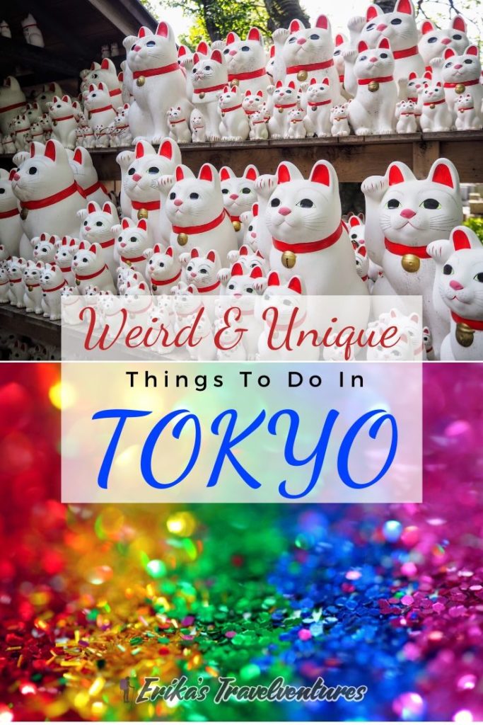 weird things to do in tokyo, unique things to do in tokyo, character street, gotokuji cat temple, mario kart, real like mario kart in tokyo, monster cafe, robot restaurant, sailor moon restaurant, ninja experience, weird tokyo experiences pinterest