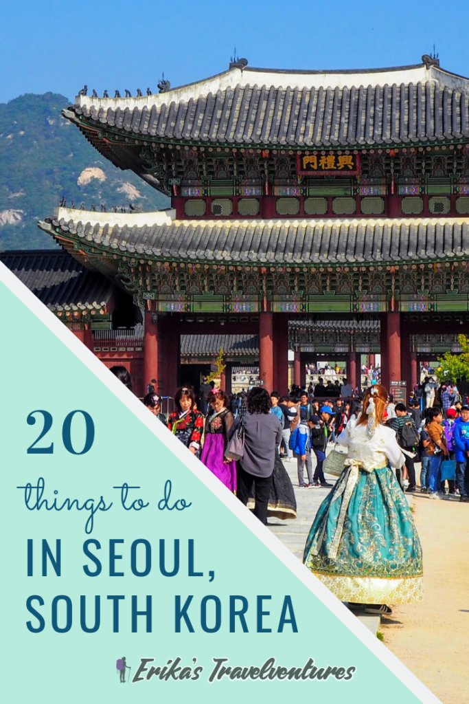 Top 20 things to do in Seoul, South Korea. Seoul for first-time visitors things to do, Seoul highlights in South Korea. War Memorial of Korea N-Tower Namdaemun Market Myeongdong Night Market Cheonggye stream Gwangjang Market - for street food, featured on Netflix Bukchon Hanok Village Gyeongbokgung Palace National Folk Museum of Korea Changdeokgung Palace Changgyeonggung Palace Secret Garden Jongmyo Shrine - timed entry only except for Saturdays Jogyesa Temple - flowers and buddha Insadong shopping street, Ssamziegil Mall Ikseondong Hanok Village Buhkansan National Park Nami Island Day Trip Starfield Library Namhansanseong Fortress Hike