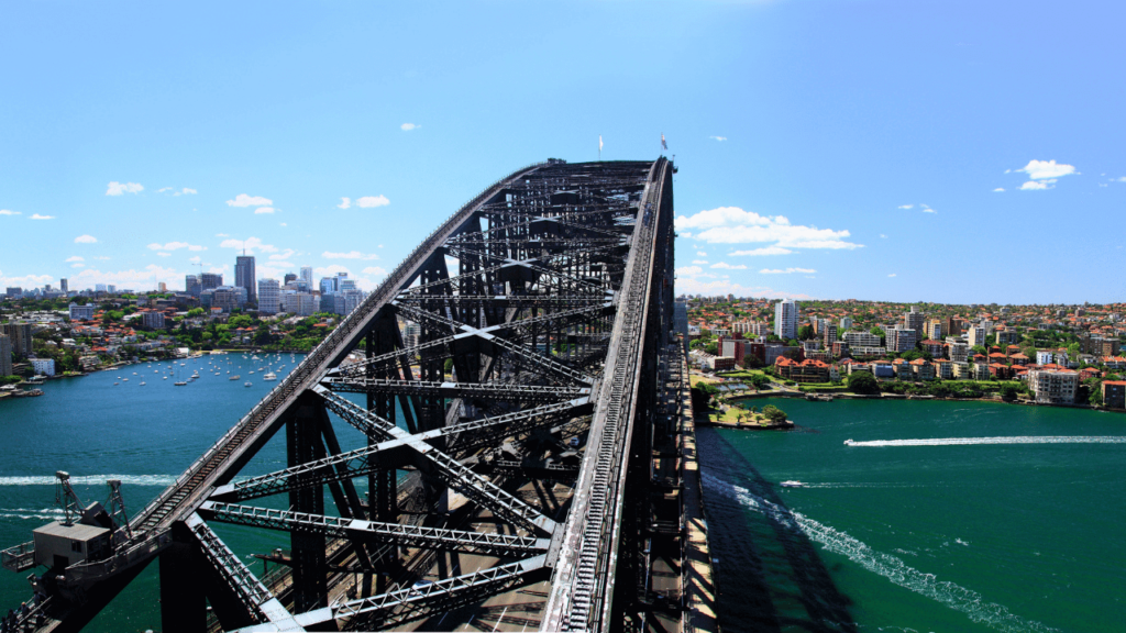 Harbour Bridge The ultimate sydney bucket list, things to do in Sydney, Sydney bucketlist, bucketlist ideas sydney, sydney zoo, opera house, bondi beach, blue mountains, taronga zoo, sydney harbour cruise, sydney brewery hopping, botanic gardens, bondi to coogee hike, museums, lilipad cafe, the rocks, national park, watsons bay, ferry to manly, bucket list ideas sydney australia