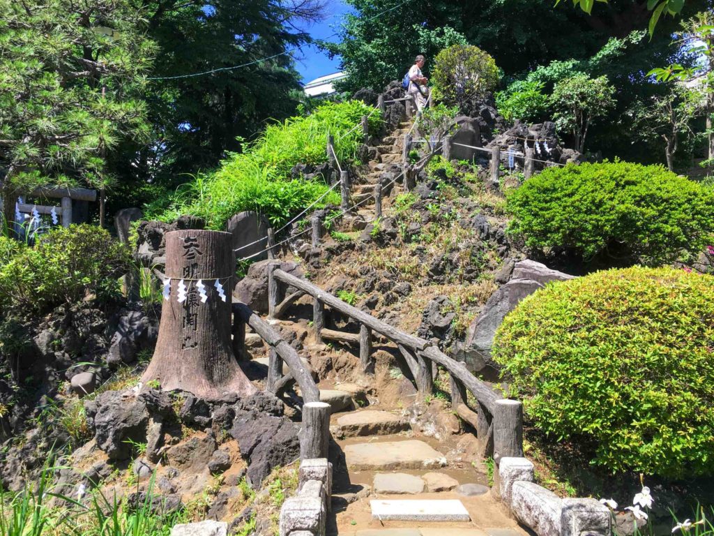Weirdest things to do in Tokyo, unique things to do in Tokyo, hatonomori hachiman shrine fujizaka symbolically climb Mt. Fuji