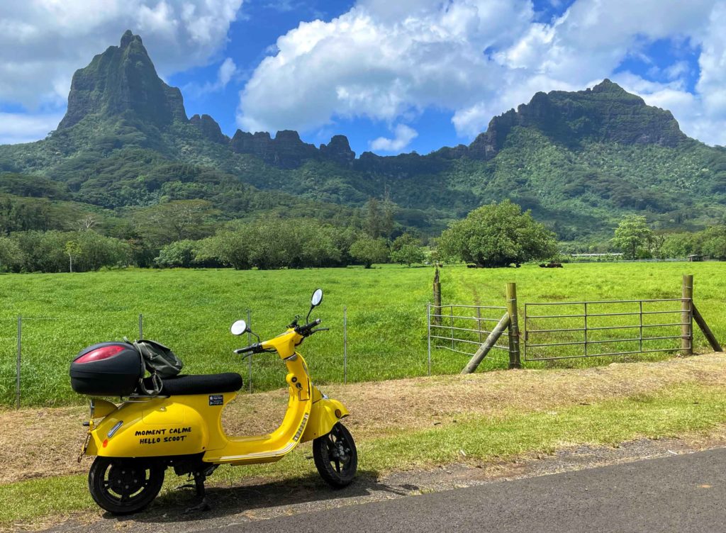 Scooter rental in Tahiti, Scooter rental in Moorea, Hello Scoot rental in Tahiti, electric scooter rental in Tahiti