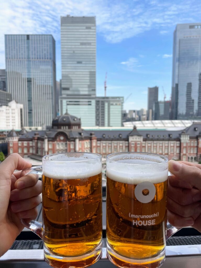 Tokyo station, rainy day things to do in Tokyo, Tokyo rainy day activities, marunouchi house, beers